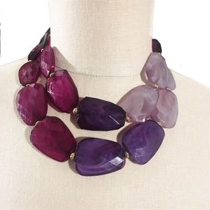 Amethyst Ombre Chunky Beaded Statement Necklace